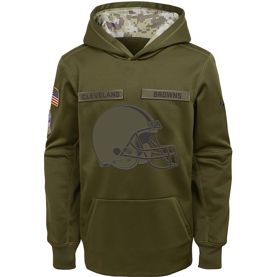Cleveland Browns Nike Youth Salute to Service Pullover Performance Hoodie Green